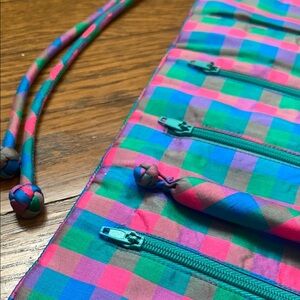Pink and Blue Jewelry Organizer, Travel Jewelry Case, Jewelry Roll, Gift Idea
